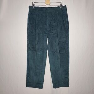 Home Boy Corduroy Pants Unisex 34X28 Green Pleated Relaxed Button Zip 90s Grunge